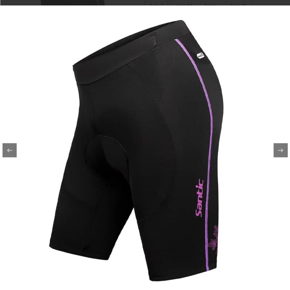 Women's Black Santic Shorts with Purple Trim